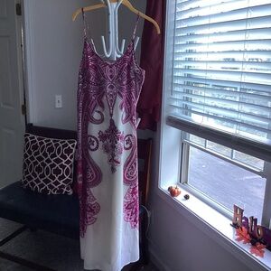 Elegant purple Pink and White maxi slip dress euc